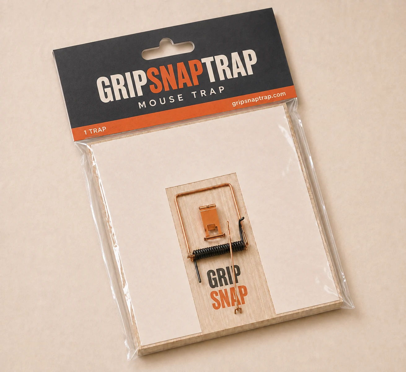 One GripSnapTrap in a clear cellophane package
